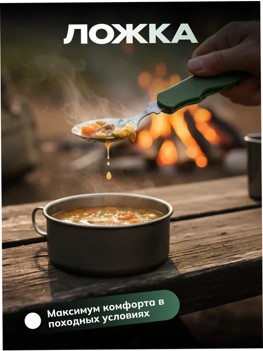 For camping Вилка ложка походная складная, зеленый, фото 4