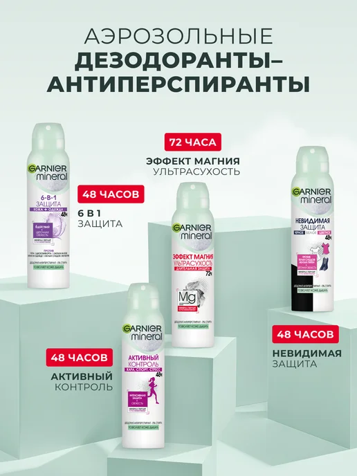 GARNIER Дезодорант женский спрей Mineral Ультрасухость 72ч, 150 мл, фото 6