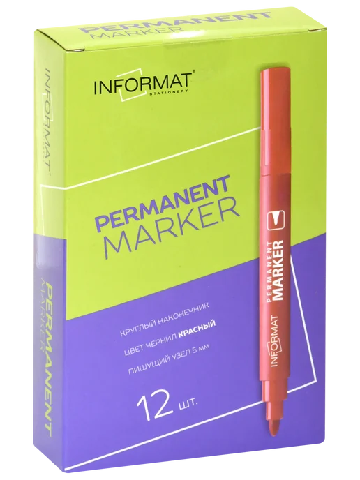 INFORMAT Маркеры перманентные набор 12 штук красные, красный, фото 2