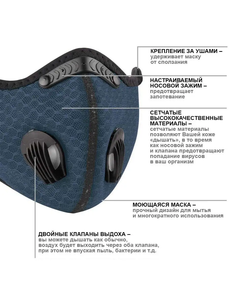 Маска с клапанами выдоха, Синяя Планета Садовод 16479398 купить в  интернет-магазине Wildberries