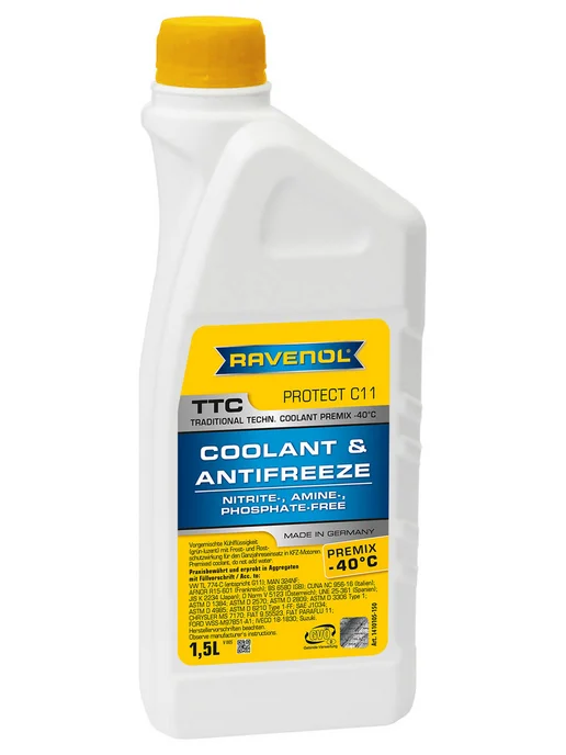 RAVENOL Антифриз OTC Protect C12+ Premix -40C, желтый