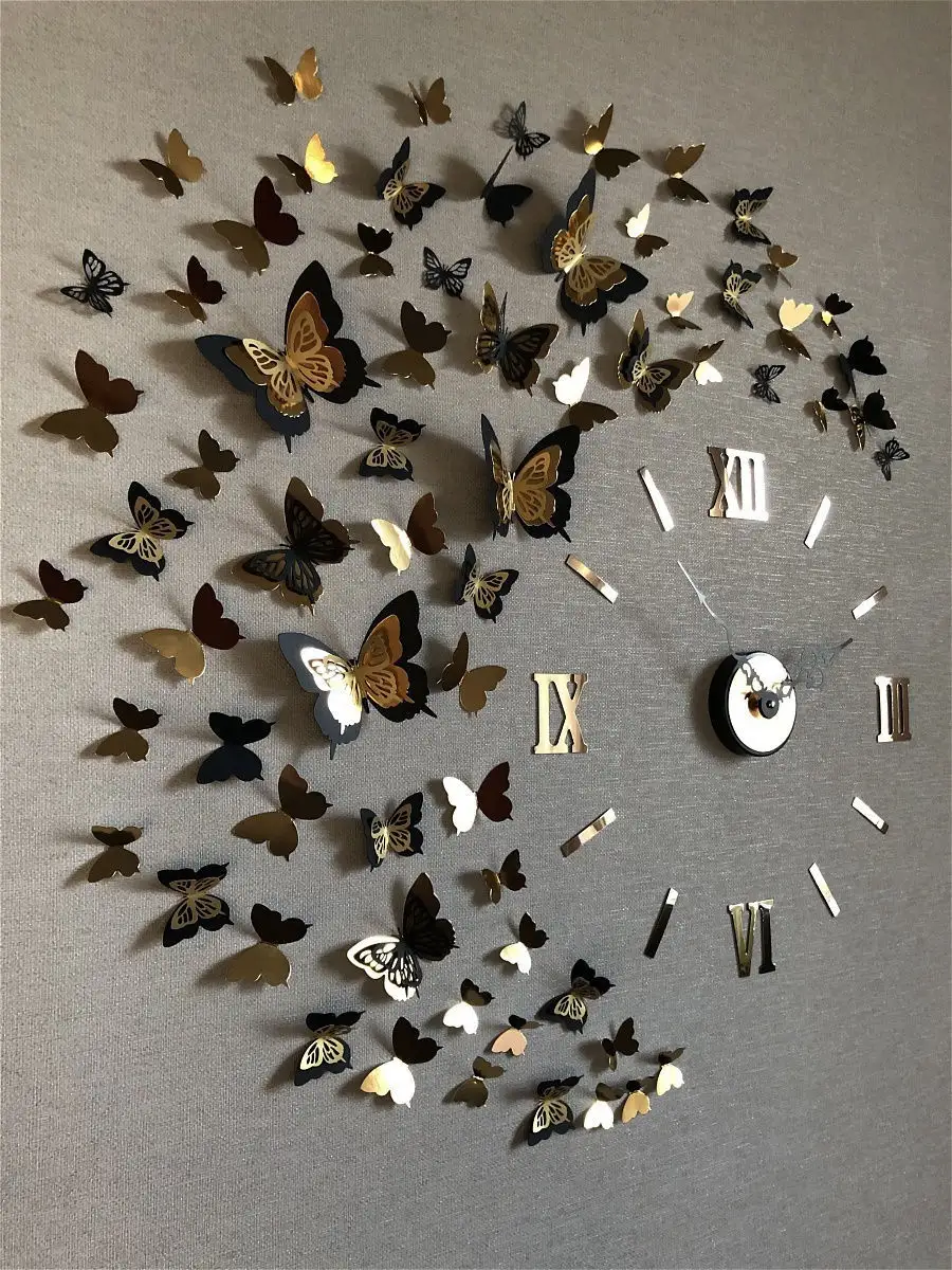 Новый дизайн в виде бабочки DIY Настенные часы зеркала декоративные настенные часы