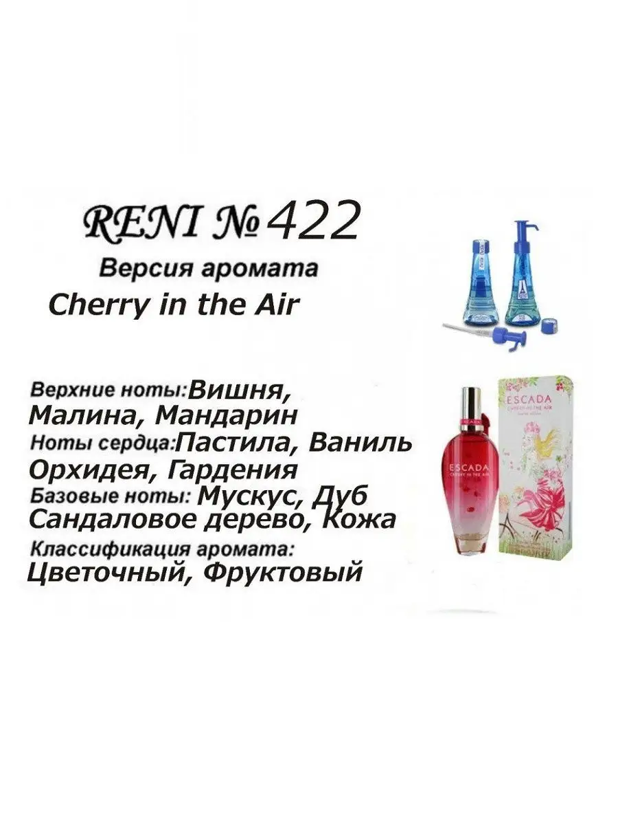 Духи RENI 422 (направление CHERRY IN THE AIR от Es-da), 35 мл RENI 16557859  купить в интернет-магазине Wildberries