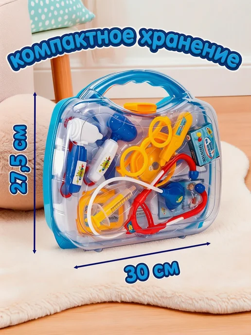 Play Joyin Детский игрушечный набор доктора в чемодане, синий, фото 2