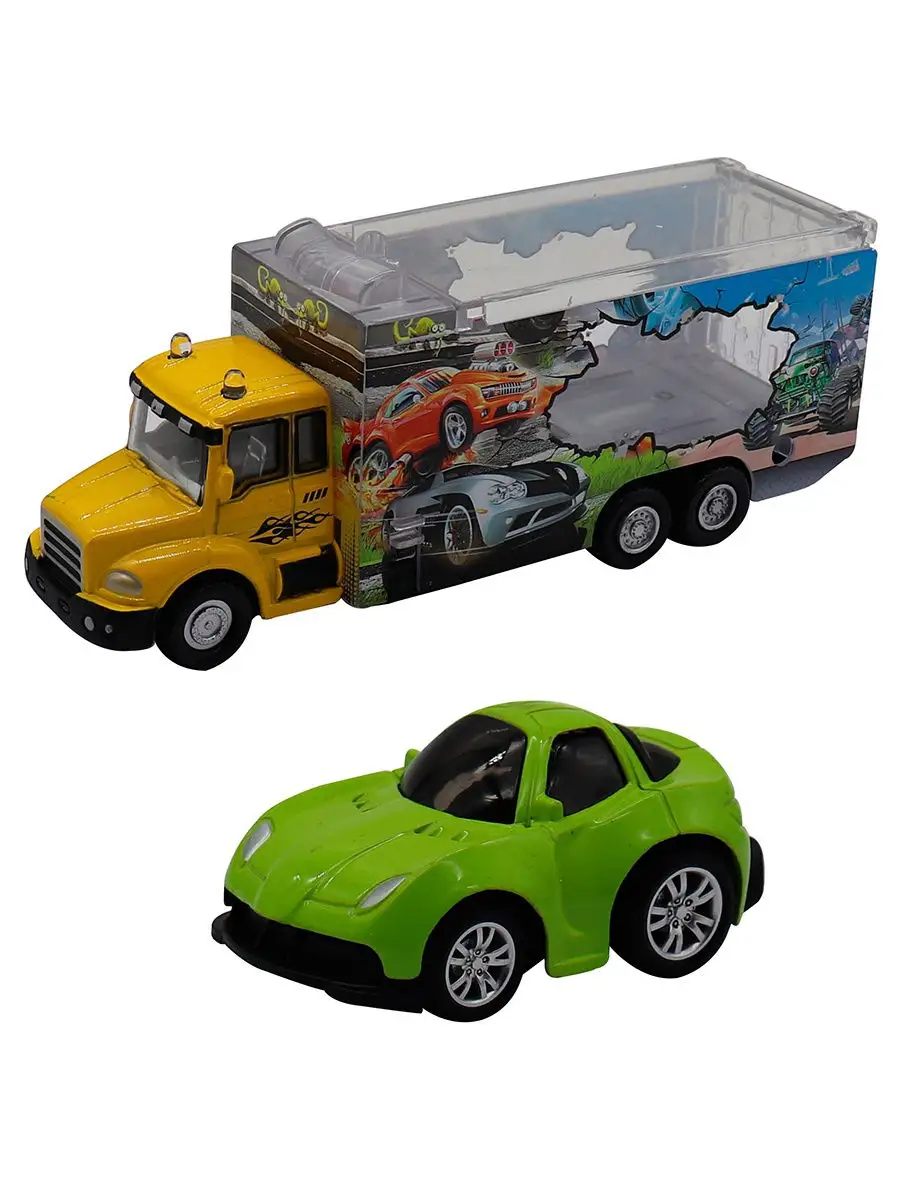 Набор грузовик + машинка die-cast зеленая, спусковой механизм 1:60 Funky  toys FT61055 Funky Toys 16585320 купить в интернет-магазине Wildberries