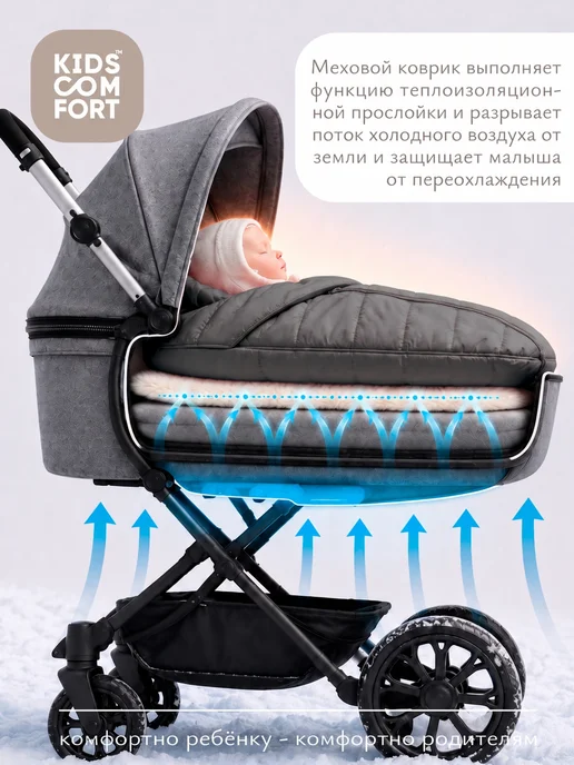 Kids Comfort Конверт зимний для новорожденных, серый, фото 5