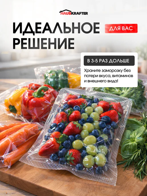 HAUSKRAFTER Рифленые пакеты для вакууматора в рулоне 15х500, 15x500, фото 3