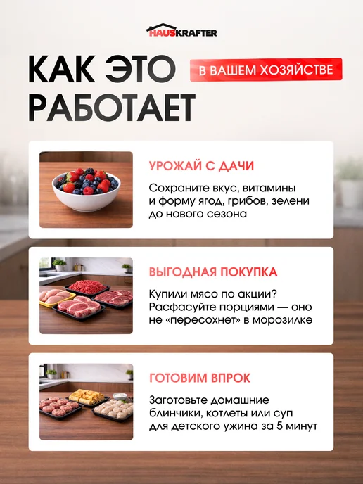 HAUSKRAFTER Рифленые пакеты для вакууматора в рулоне 15х500, 15x500, фото 5