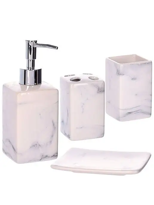 Набор аксессуаров для ванной комнаты керамика 4 предмета - фото 4
