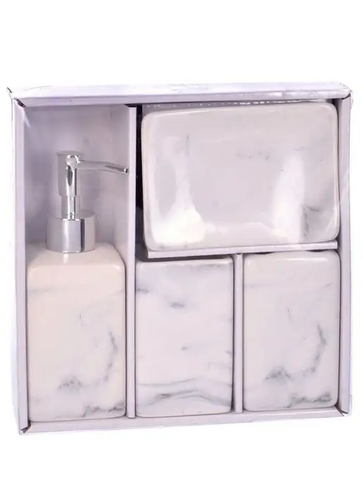 Набор аксессуаров для ванной комнаты керамика 4 предмета - фото 7