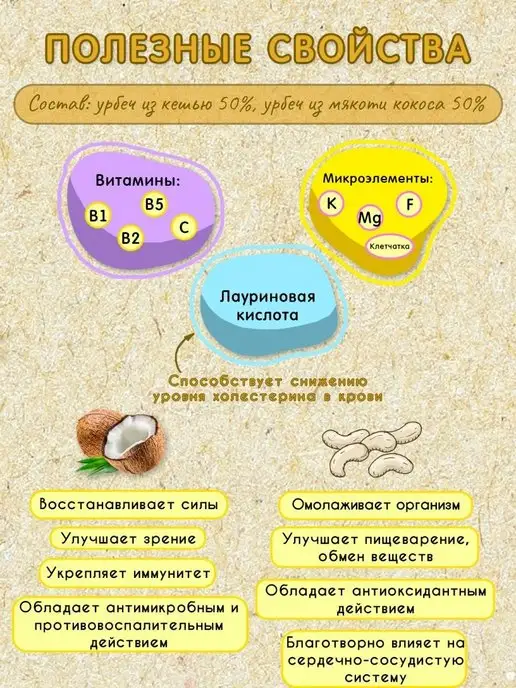 Мералад Урбеч кокосовый и кешью сгущенка без сахара 230г, 230 г, фото 3