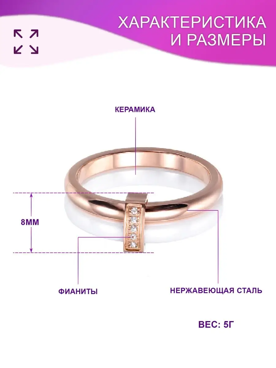 Двойное керамическое кольцо с фианитами KORA 16658413 купить за 759 ₽ винтернет-магазине Wildberries