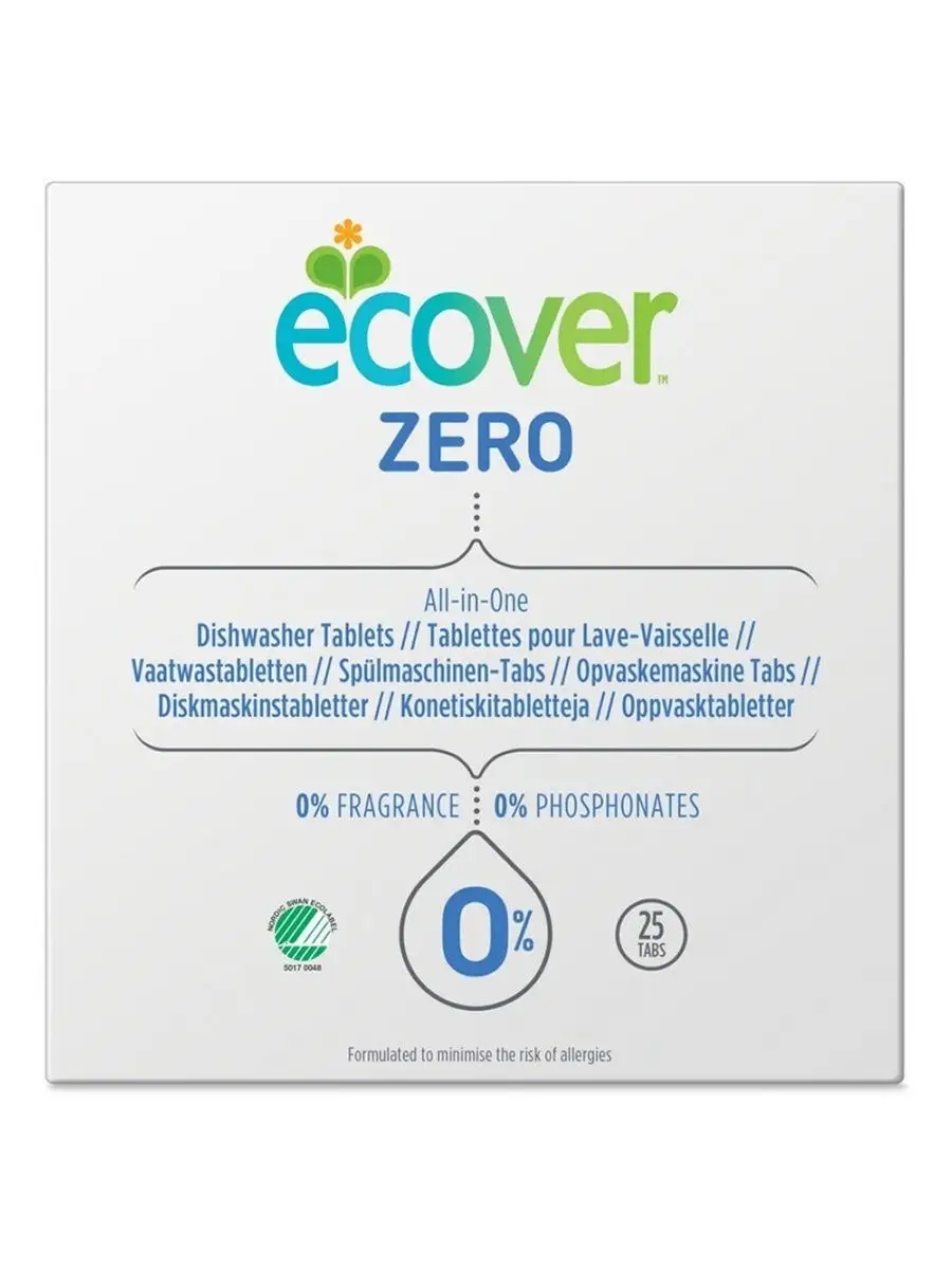 ZERO Эко таблетки для посудомоечной машины 25 шт Ecover 16663199 купить за  1 799 ₽ в интернет-магазине Wildberries