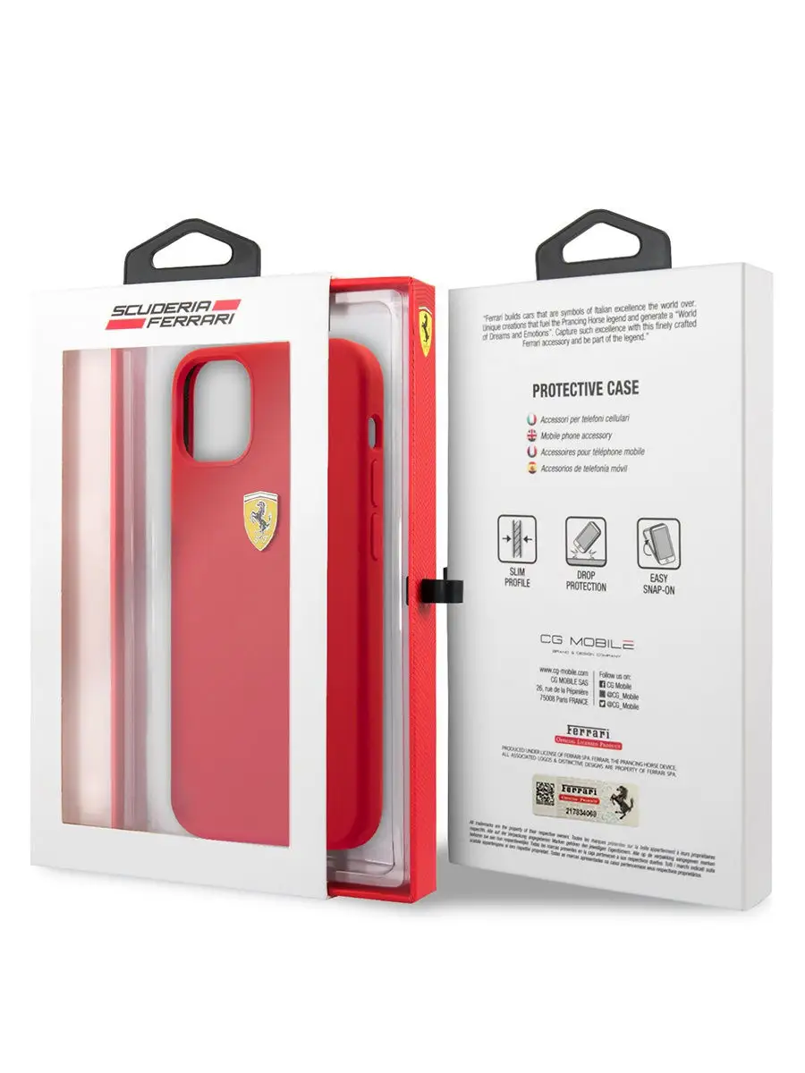 Чехол для iPhone 12/12 Pro (6.1) On-Track Liquid silicone with metal logo  Hard Red FERRARI 16689979 купить в интернет-магазине Wildberries