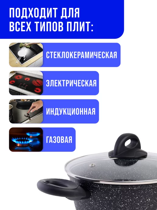 Кастрюля антипригарная с крышкой 2,2 л - фото 6