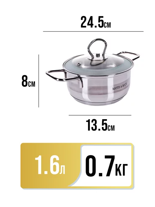 Кастрюля маленькая с крышкой нержавейка 1,6 л. - фото 2