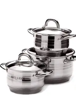 Кастрюли набор с крышкой нержавейка с толстым дном 3 шт