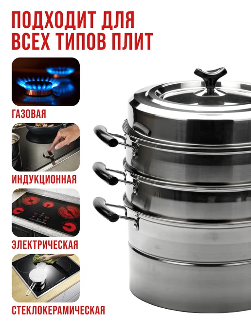Мантоварка пароварка из нержавеющей стали 4 яруса - фото 7