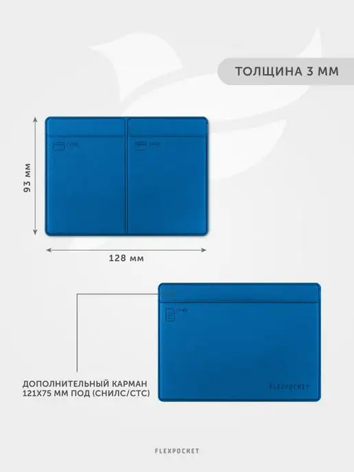 Flexpocket Обложка для автодокументов, прав, синий, фото 4