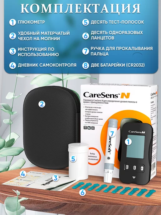 CareSens Глюкометр с тест-полосками для измерения сахара, вариант, фото 5