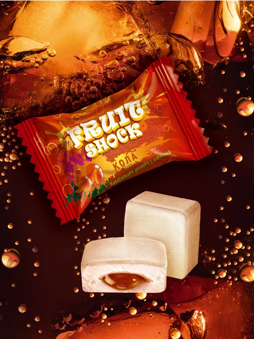 Fruit Shock Жвачка Fruit Chock, взрывная Кола, набор 100 шт, 100 шт, фото 2