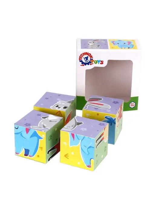 Technok Toys Набор из 4 кубиков Дикие животные, оранжевый, фото 2