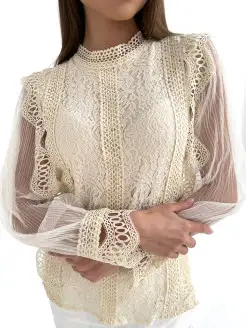 Блуза Женская Кружевная Blouse Нарядная GLUCK 16854398 купить за 1 770 ₽ в интернет-магазине Wildberries