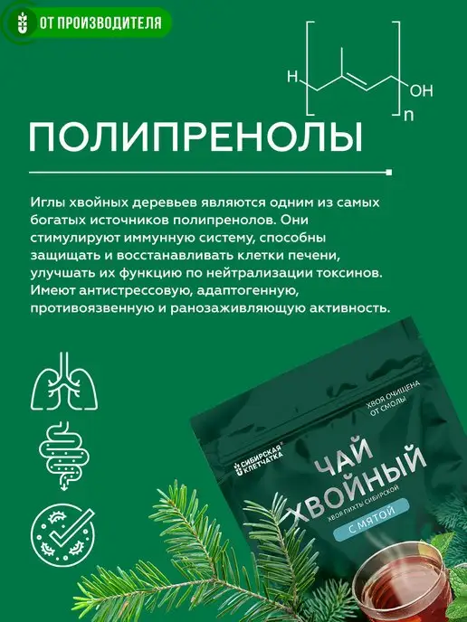 Сибирская клетчатка Хвойный чай с мятой, 20 пакетиков, вариант, фото 2