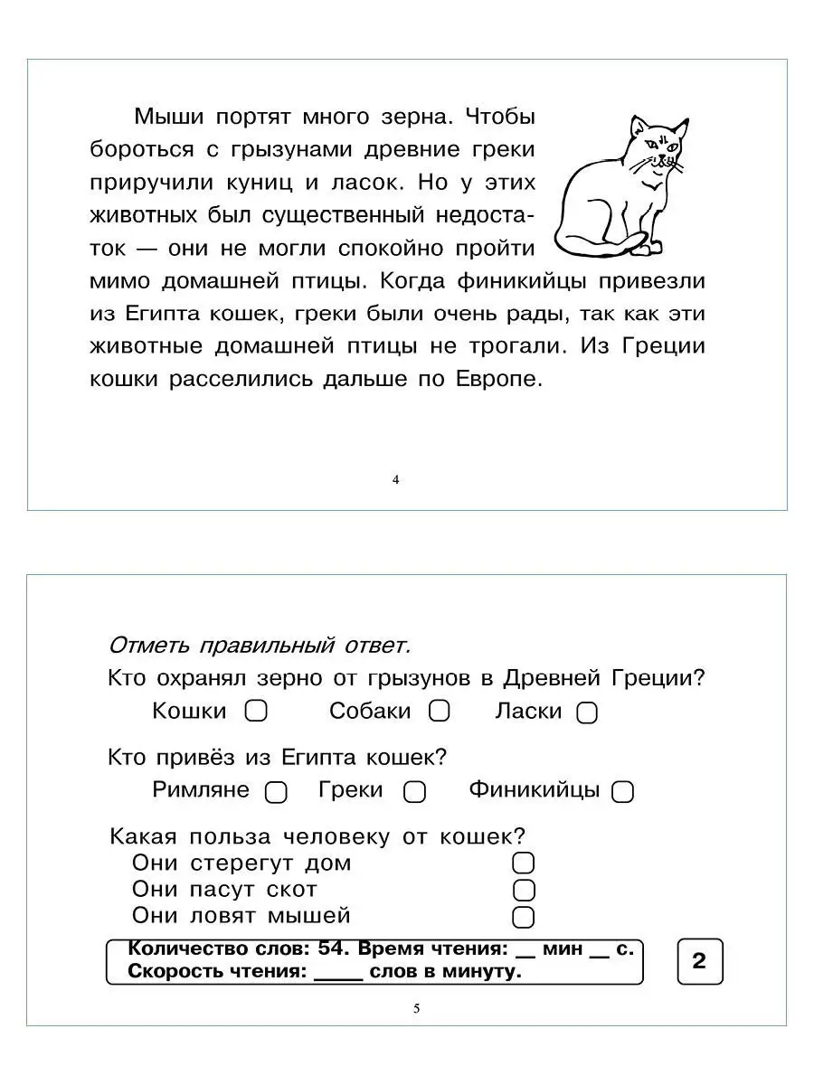 Блицконтроль скорости чтения 2 кл. Компл 5 за знания 16892206 купить в  интернет-магазине Wildberries