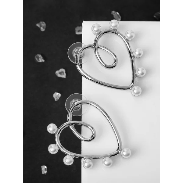 Серьги с жемчугом «Сердце» петля