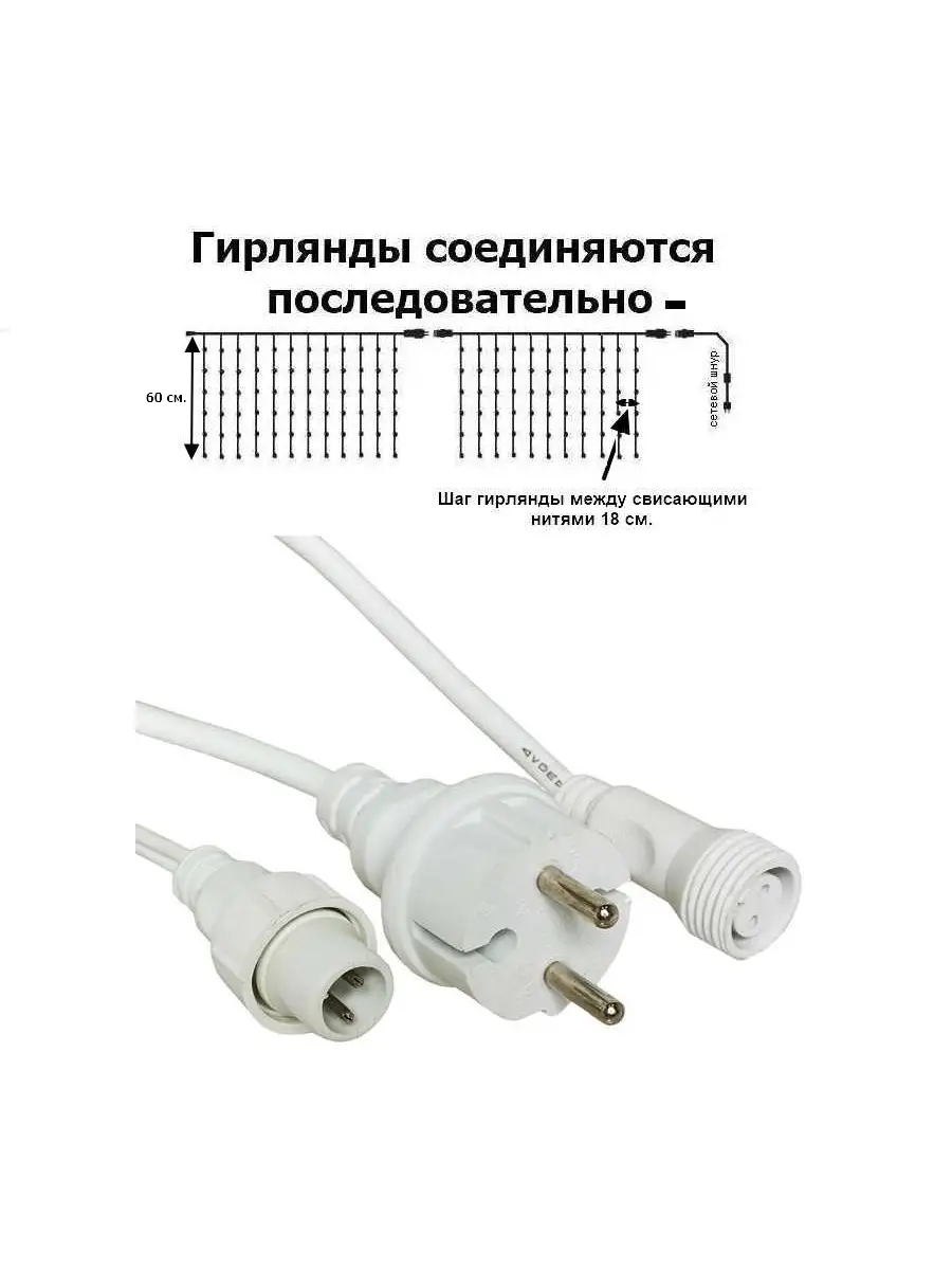 Уличная гирлянда-бахрома, Flash мерцание, влагозащищенная, IP65, High Class  FixLike 16953888 купить в интернет-магазине Wildberries