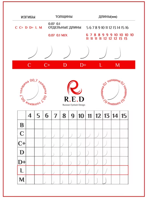 R.E.D Ресницы для наращивания изгиб D 0,07 мм, L 0 07, фото 6