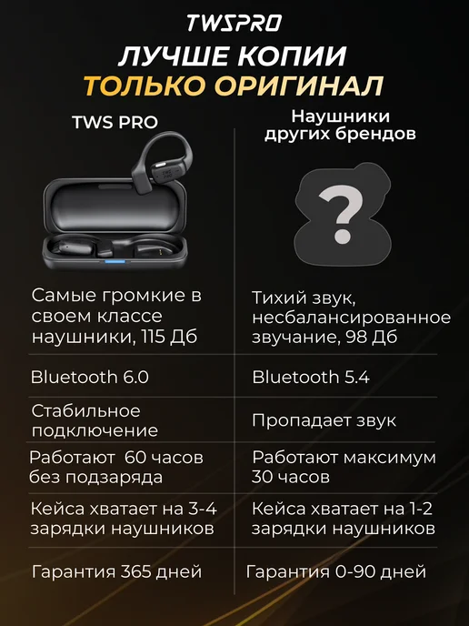 TWS Pro Наушники беспроводные для андроид, черный, фото 3