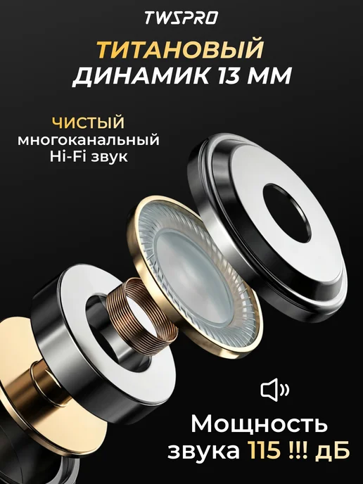 TWS Pro Наушники беспроводные для андроид, черный, фото 4