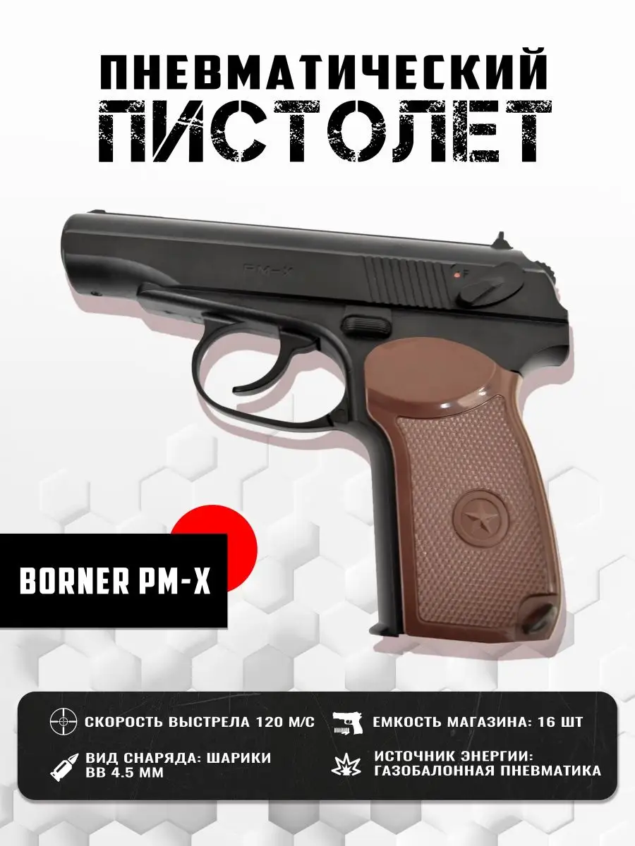 Пистолет пневматический BORNER PM-X Borner Air Pistols 17044736 купить за 5  464 ₽ в интернет-магазине Wildberries