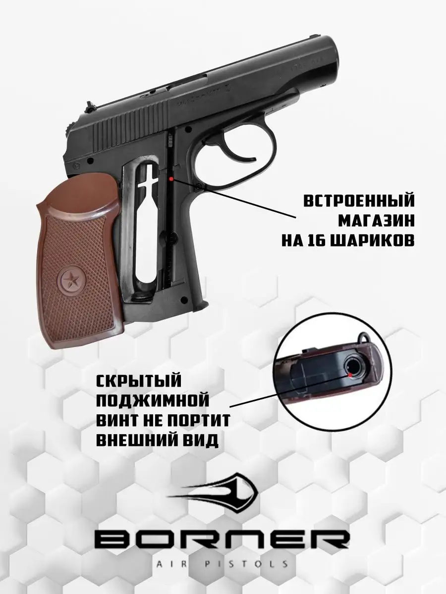 Пистолет пневматический BORNER PM-X Borner Air Pistols 17044736 купить за 5  464 ₽ в интернет-магазине Wildberries