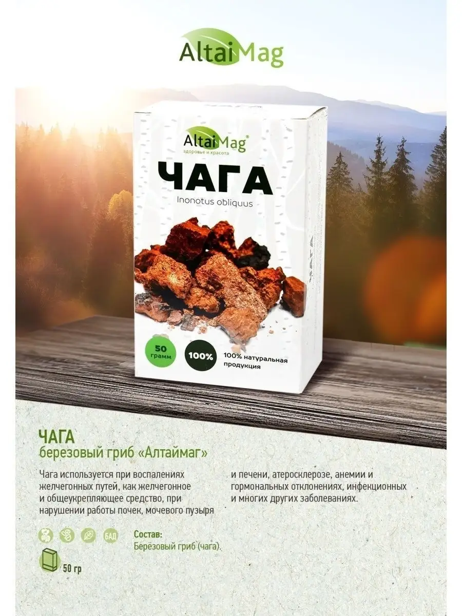 Чага березовая Altaimag 17065792 купить за 168 ₽ в интернет-магазине  Wildberries