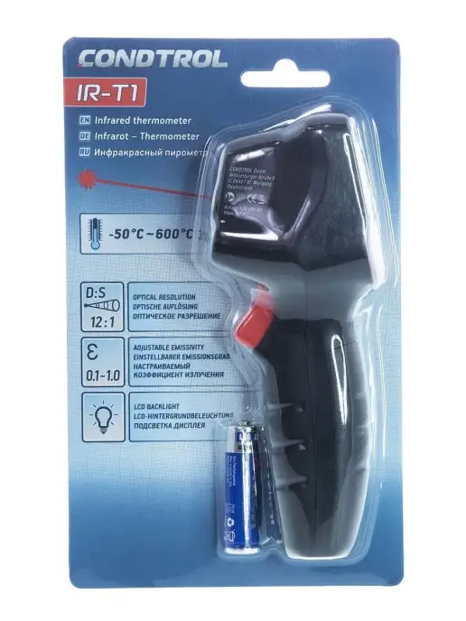 Condtrol Пирометр IR-T1 Бесконтактный инфракрасный термометр, черный, фото 7