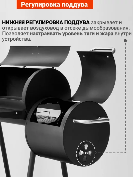 GoGarden Угольный гриль-бочка с коптильней уличный для дачи, вариант, фото 8