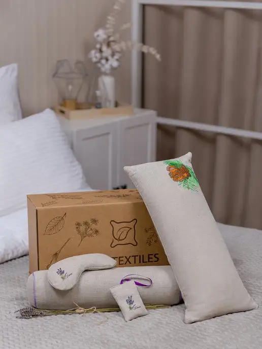 BIO-TEXTILES Комплект для йоги валик для спины подушка для сна глаз саше, бежевый