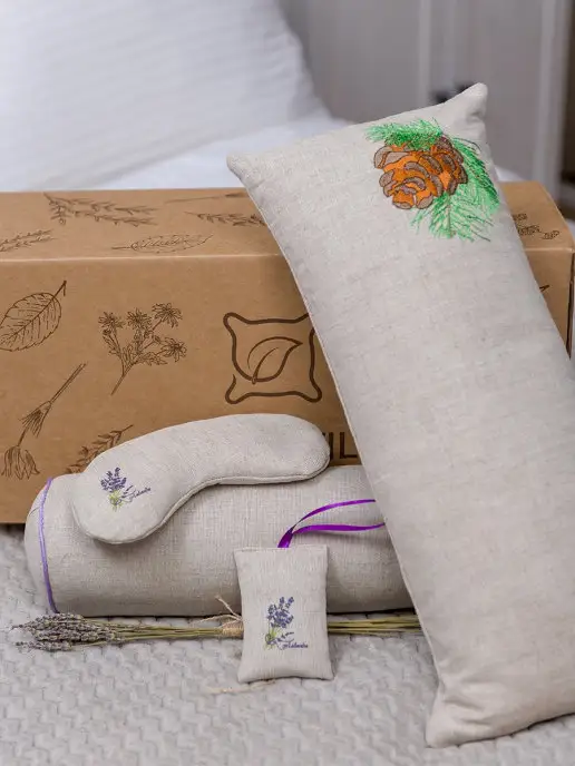 BIO-TEXTILES Комплект для йоги валик для спины подушка для сна глаз саше, бежевый, фото 2