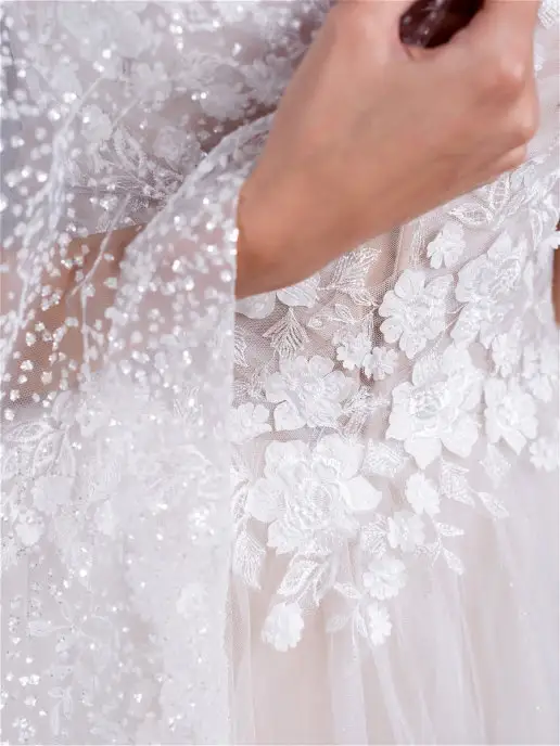 Romantic Wedding Свадебная фата с глиттером вся блестяща в блестки, белый, фото 2
