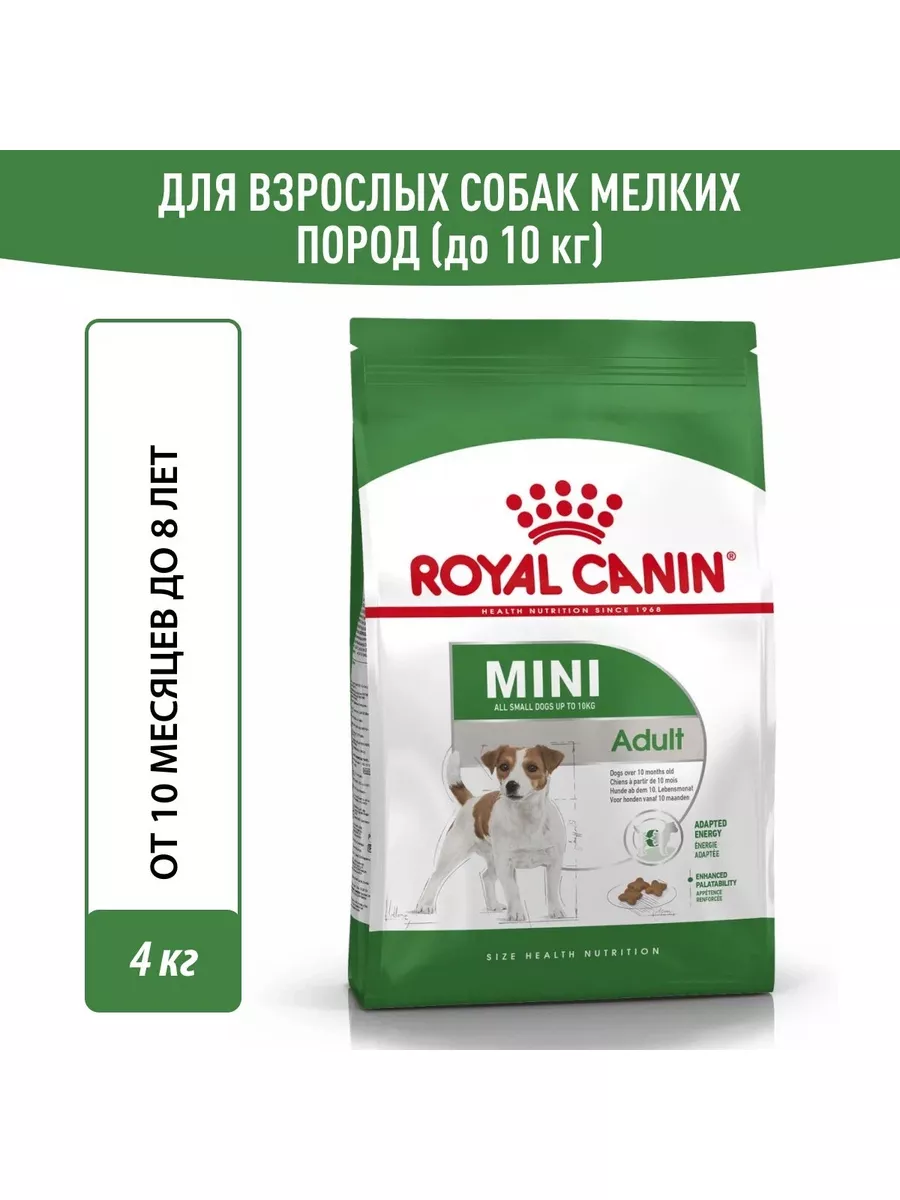 Корм Mini Adult для взрослых собак малых пород 4 кг ROYAL CANIN 17102697  купить в интернет-магазине Wildberries