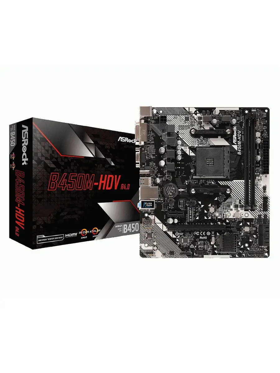 Материнская плата ASROCK B450M-HDV R4.0 /MicroATX/SAM4/AMD B450/DDR4/2133  МHz Asrock 17147705 купить в интернет-магазине Wildberries