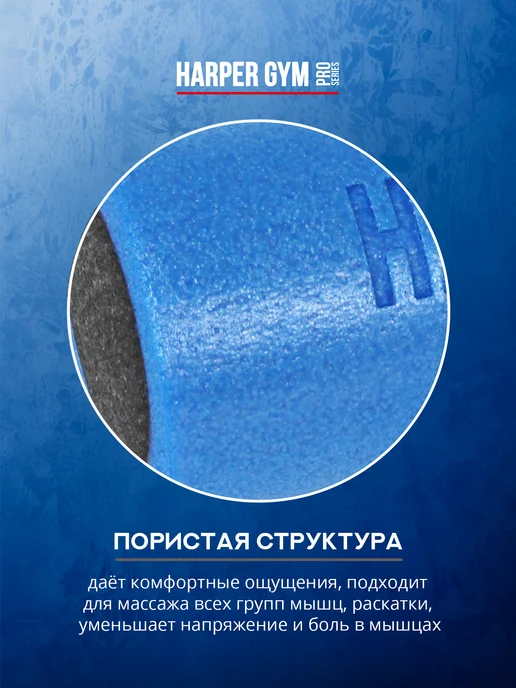 Harper Gym Pro Series Ролик массажный валик для спины МФР, синий, фото 2