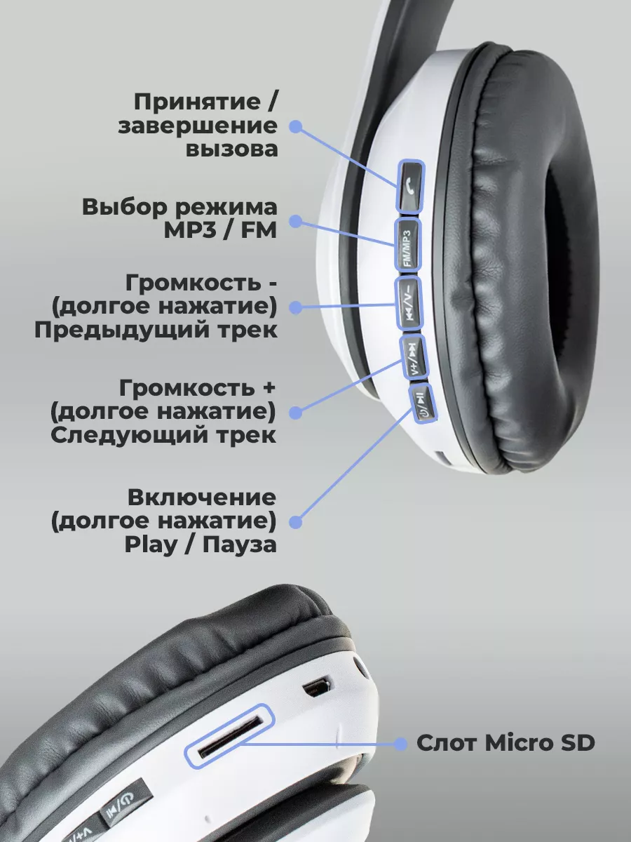 Наушники беспроводные большие с микрофоном WALKER 17170289 купить за 1 064  ₽ в интернет-магазине Wildberries