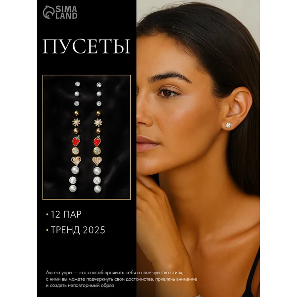 Сережки гвоздики набор маленькие