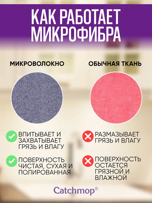 Catchmop Салфетка для уборки универсальная, тряпка для пыли, серый, фото 3