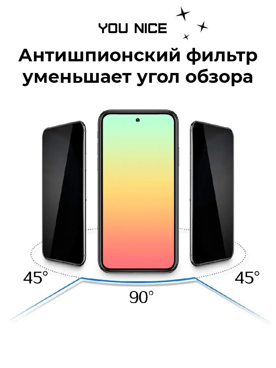 Защитное стекло Антишпион на iPhone 11, iPhone XR, Айфон You nice 17281150  купить в интернет-магазине Wildberries