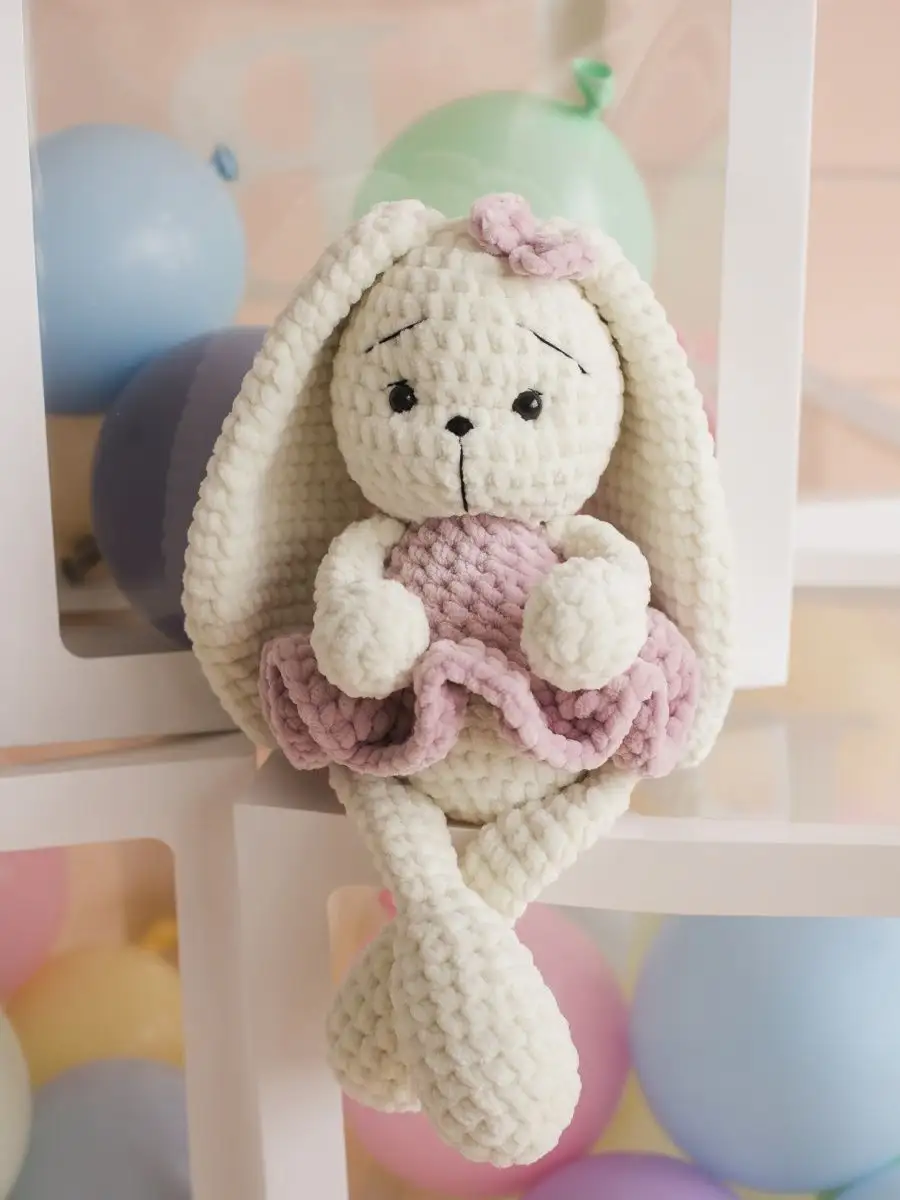 Мягкая игрушка для девочек вязаная плюшевая Зайка амигуруми AMIGURUMI.JOY  17284640 купить за 1 654 ₽ в интернет-магазине Wildberries